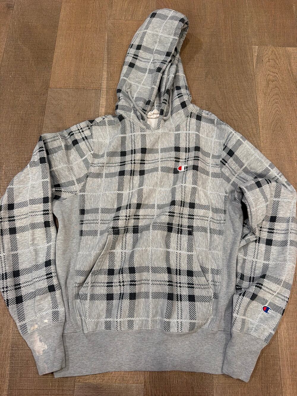 CHAMPION PLAID HOODIE- size small